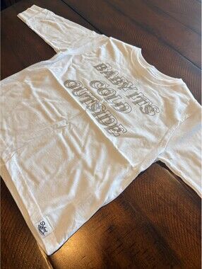 Slyfox Threads Baby It's Cold Outside White Long Sleeve Shirt Size 4T